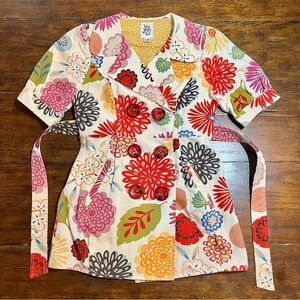 Ivy Jane Floral Button Belted Jacket Women’s Sz XS Retro 70s Maximalist Bold 60s